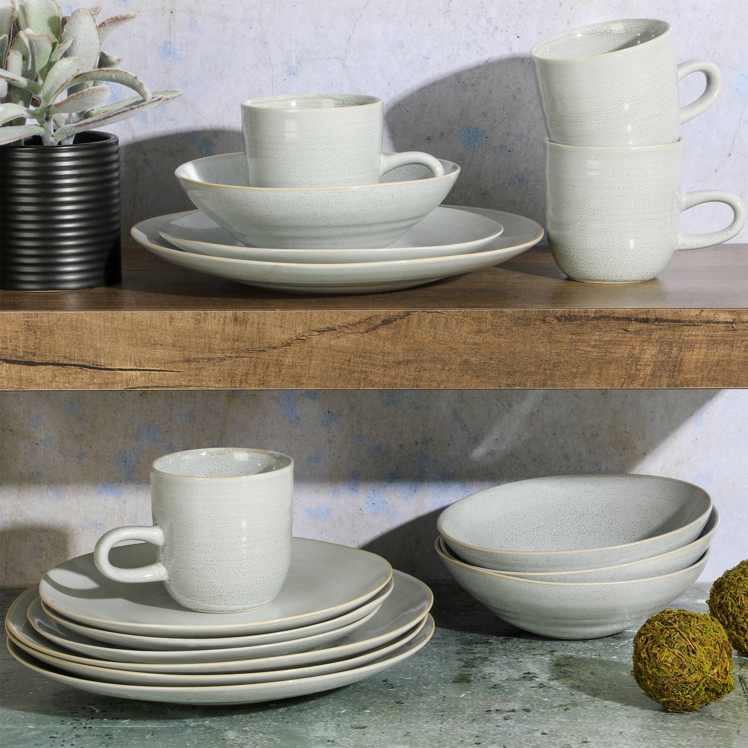 Alt View 9. Laurie Gates - Laurie Gates Ravenna 16 Piece Round Stoneware Dinnerware Set in Grey - Gray.