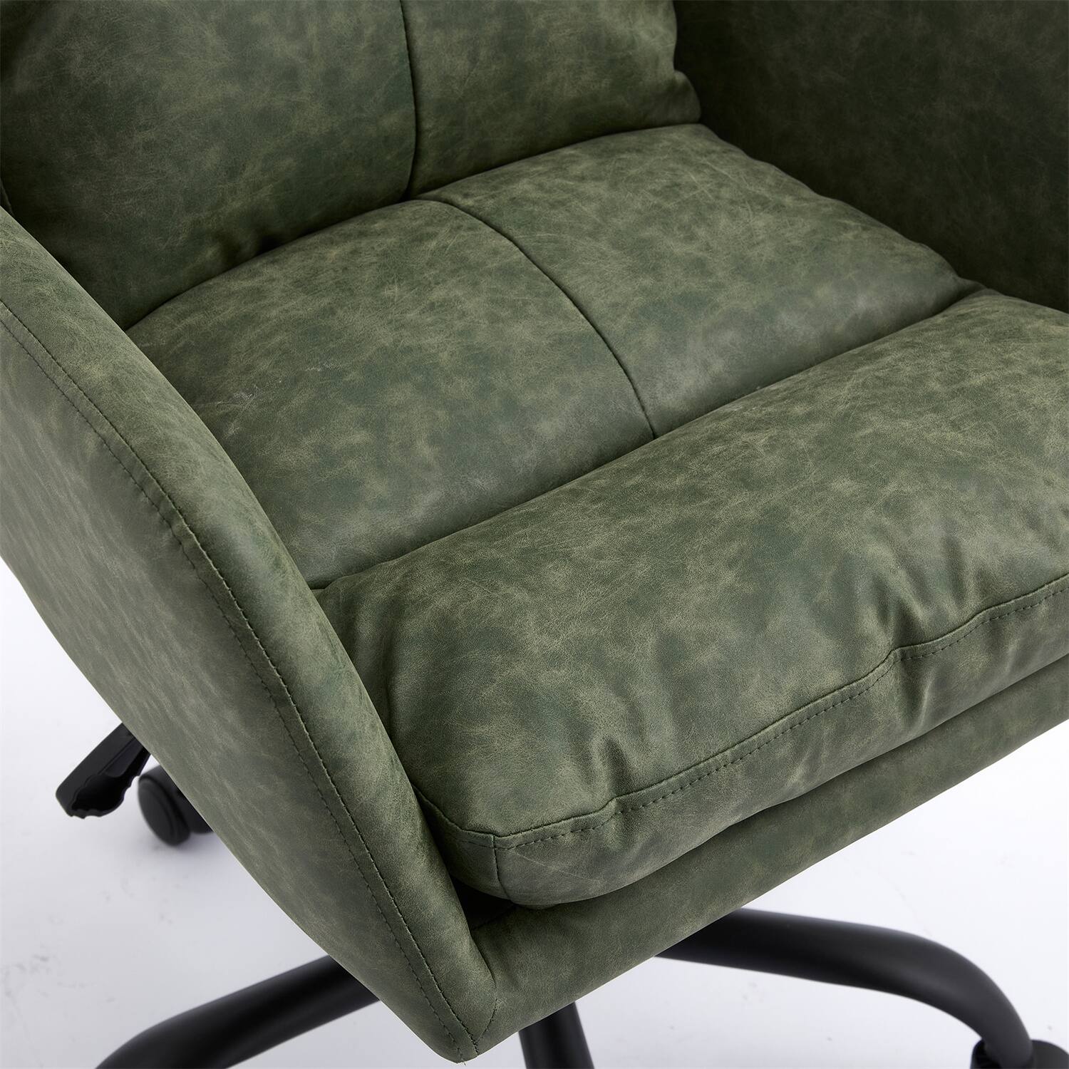 Alt View 8. Forest'nSky - Green Artificial Leather Office Chair, Height-Adjustable with Black Base for Home & Office - Green.
