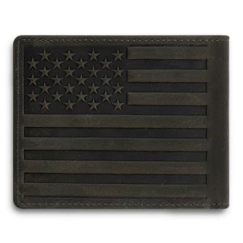 Vulpecula Spade - Mens Wallet with Airtag Holder | Full Grain Leather | Bifold | Wallet for Apple Air Tag | RFID Blocking - American Flag