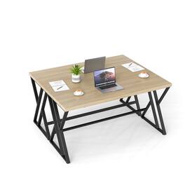 Gymax - 2PCS 59'' Computer Desk Large Industrial Home Office Desk w/Heavy-duty Metal Frame - Black