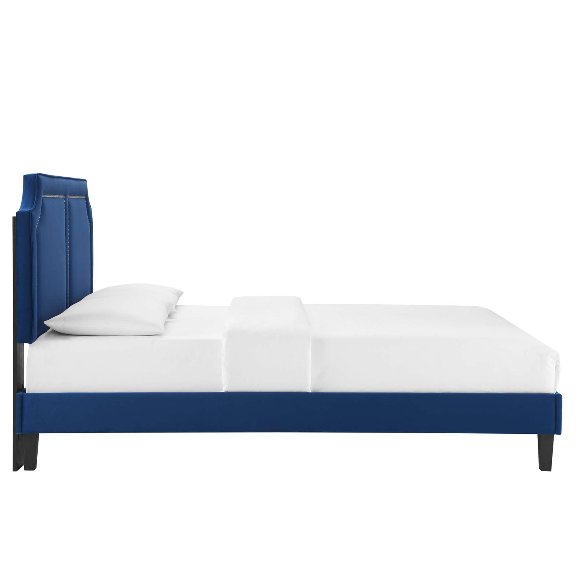 Back. Modway - Soleil Performance Velvet King Bed - Red.