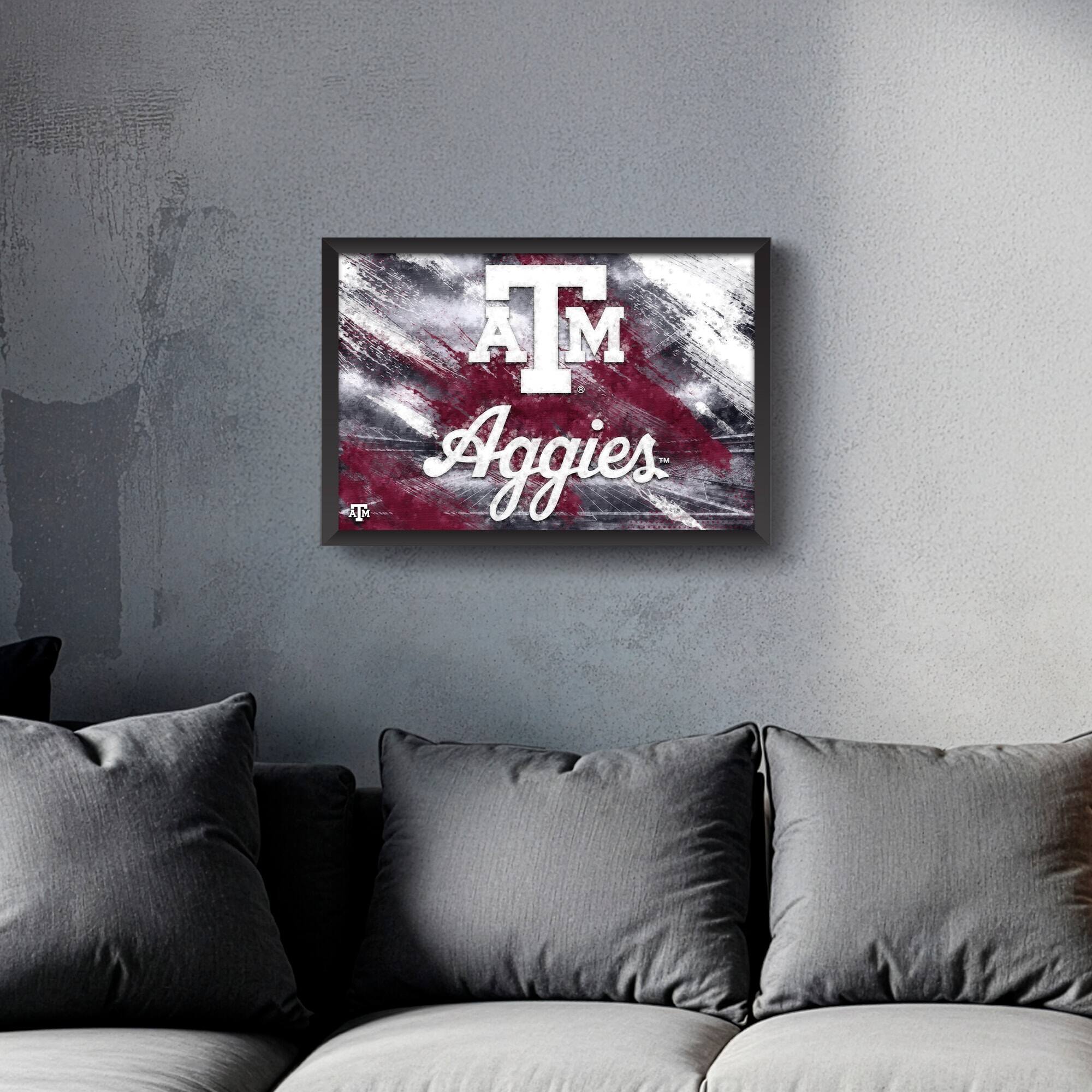 Alt View 1. Sporticulture - Texas A&M Aggies 27" x 39" Brush Stroke Logo Framed Art Print - Multicolor.