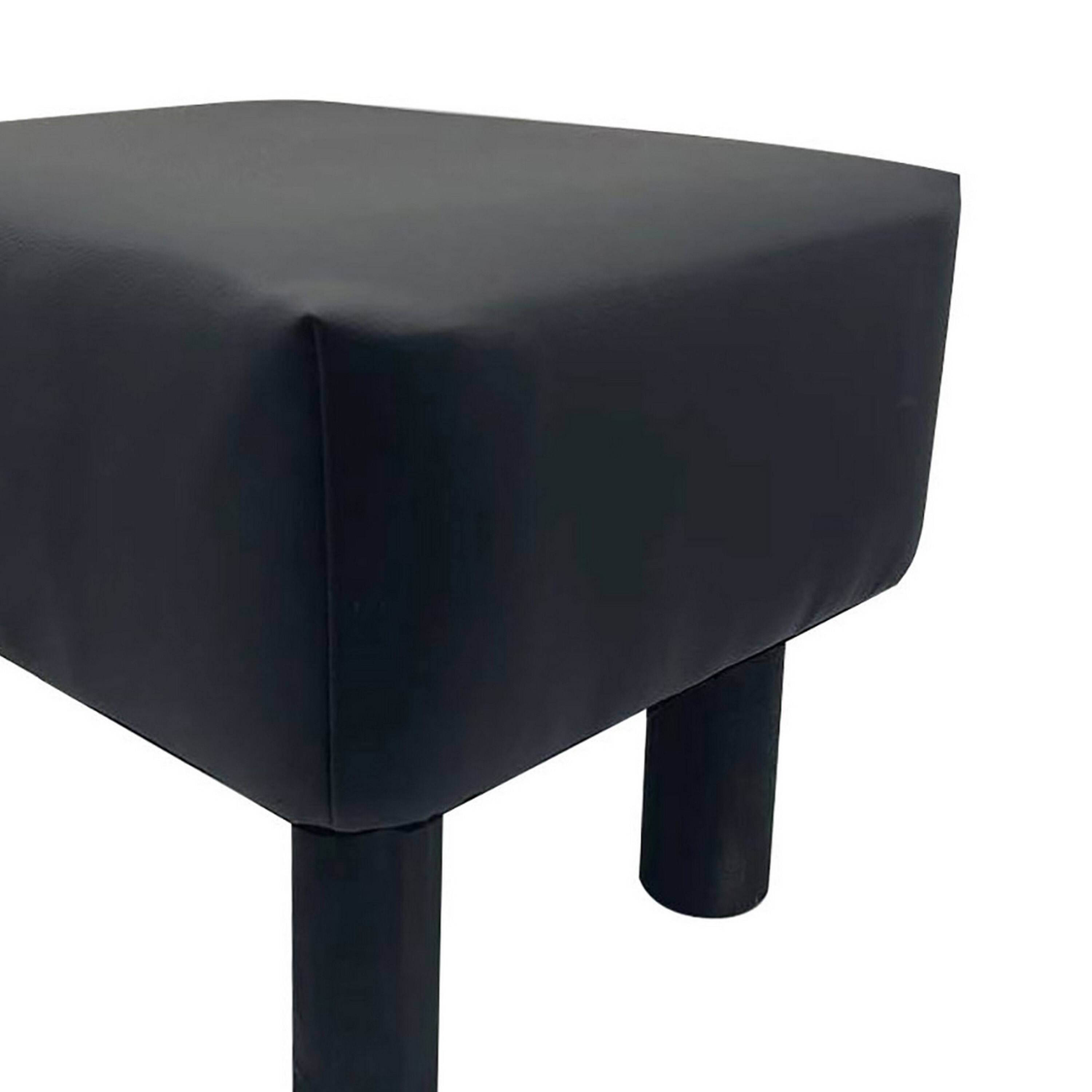 Alt View 1. Manhattan Lane - Ginni Footstool Ottoman Set of 2, Black Faux Leather, Soft Seat, Wood Legs - Black.