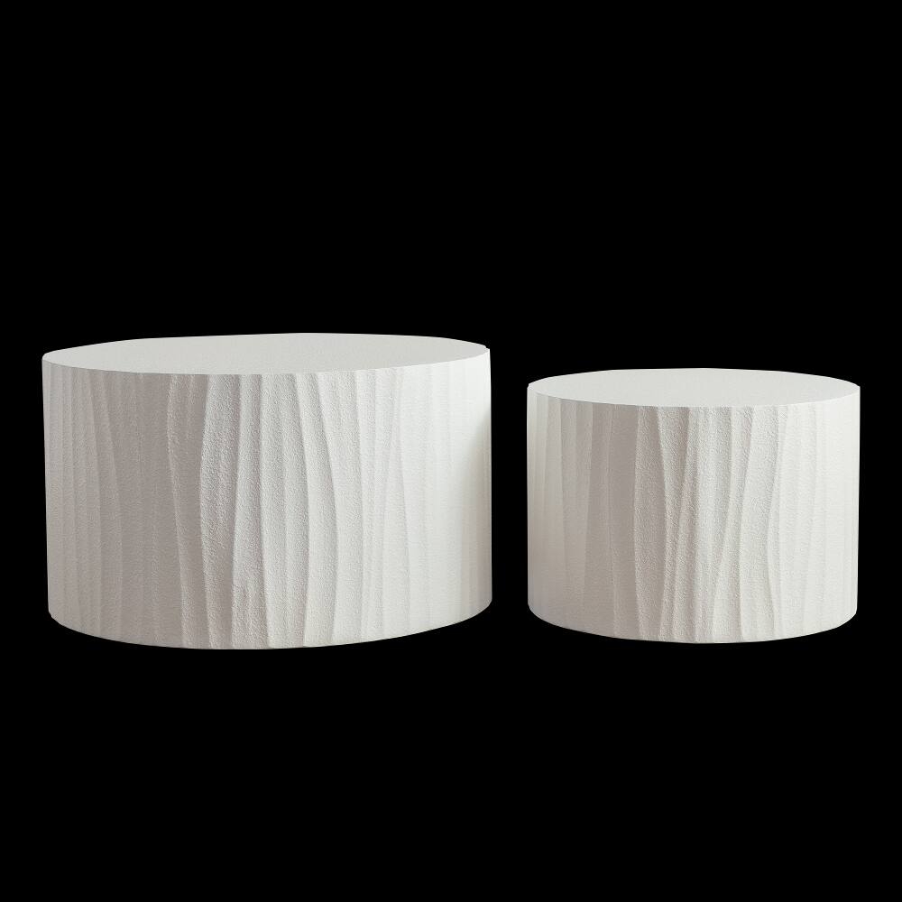 Alt View 6. Loheer - Loheer Nesting Coffee Table Set of 2 Round Wooden Modern Accent Table Fully Assembled - Natural.