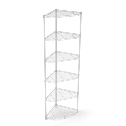 Front. COWLOWN - 6-Tier Pentagonal Corner Wire Shelving Rack Adjustable Heavy Duty Metal Storage Shelf White - Chrome.