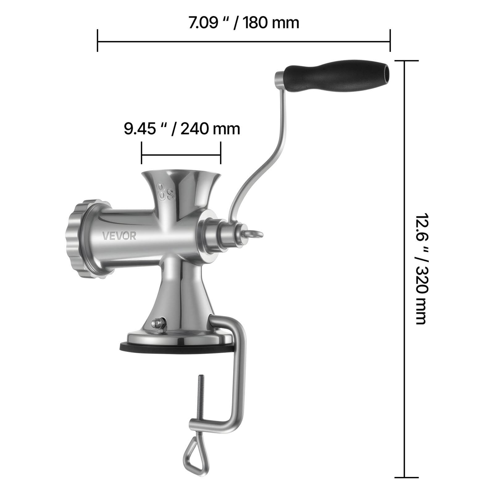 7.09" / 180 mm  
9.45" / 240 mm  
12.6" / 320 mm  
VEVOR 6S