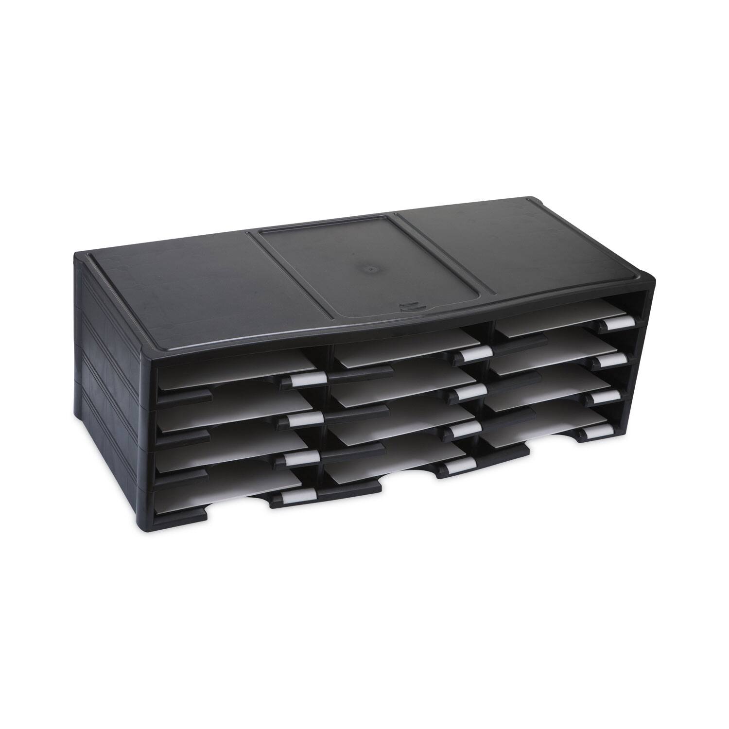 Back. Storex - Storex Literature Organizer, 12 Compartments, 10.63 x 13.3 x 31.4, Black.