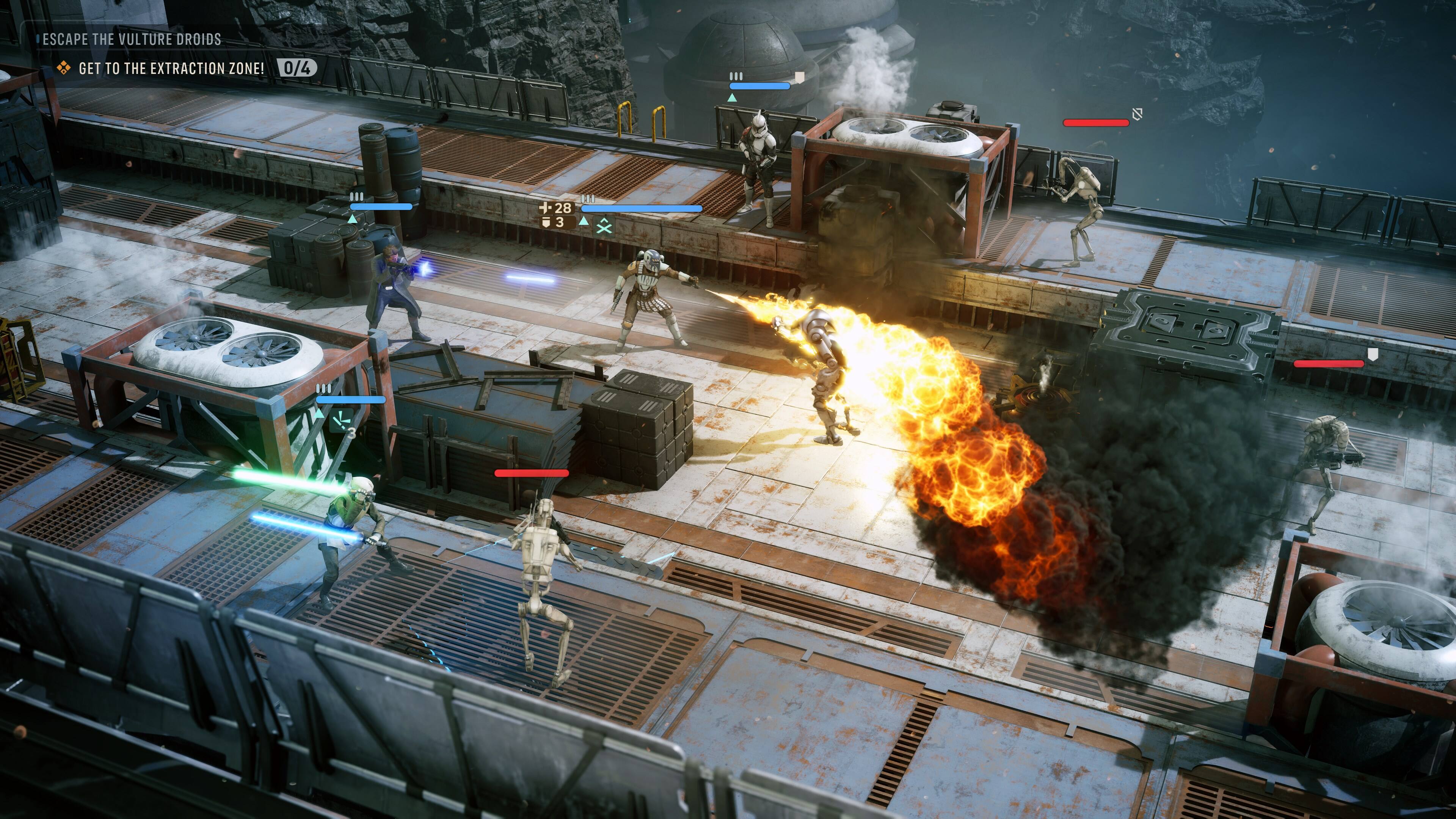 Escape the vulture droids! Get to the extraction zone! 0/4 + 28 3 E 3