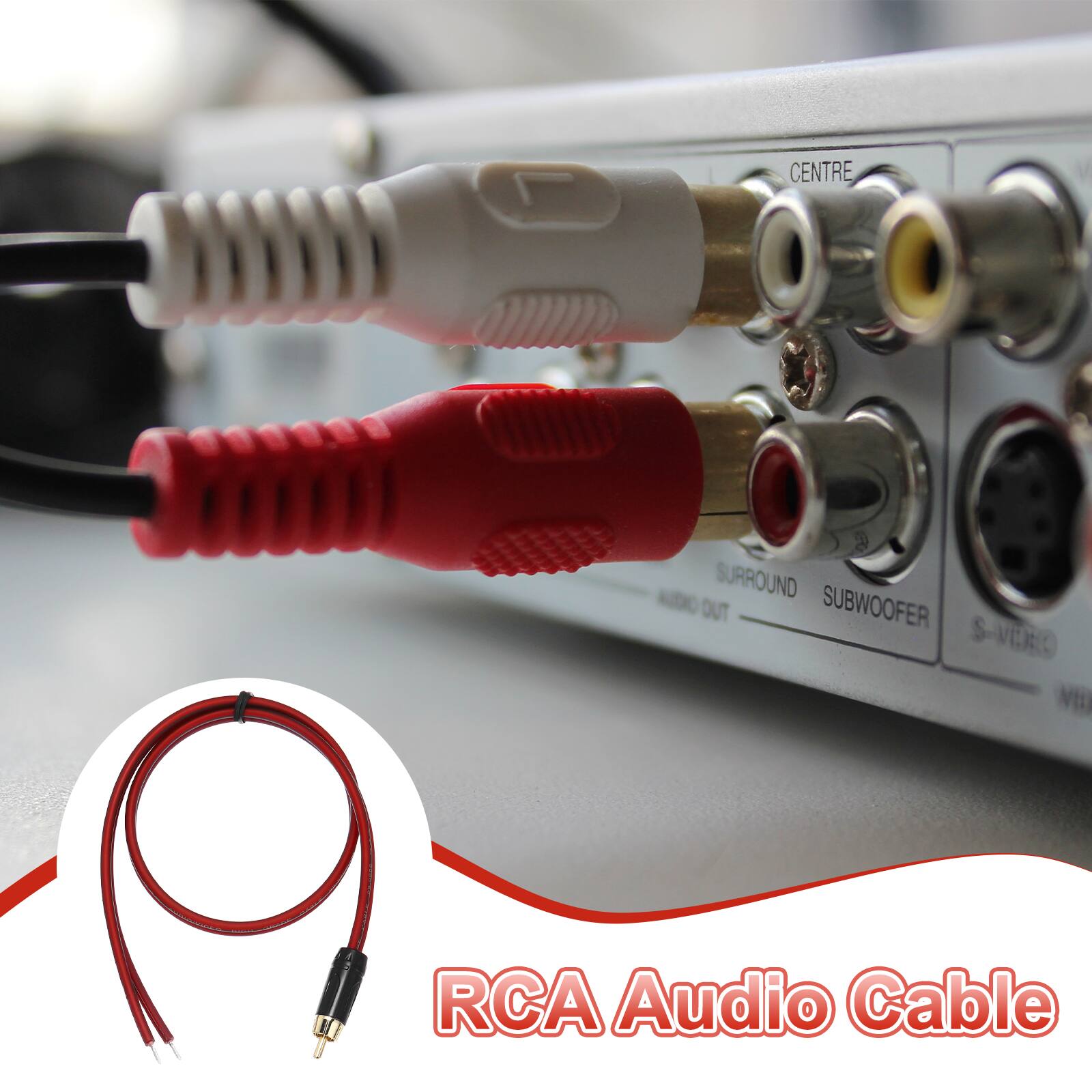 CENTRE SURROUND SUBWOOFER S-VIDEO RCA Audio Cable