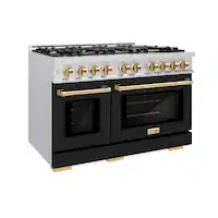 ZLINE - Autograph 48" Select Double Oven Dual Fuel Range w/ Black & Gold Accents (HDRZ-BLM-48-G) - Front_Zoom