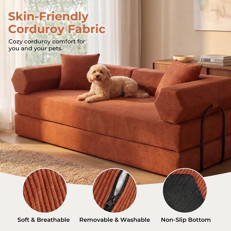 Skin-Friendly Corduroy Fabric  
Cozy corduroy comfort for you and your pets.  

Soft & Breathable  
Removable & Washable  
Non-Slip Bottom