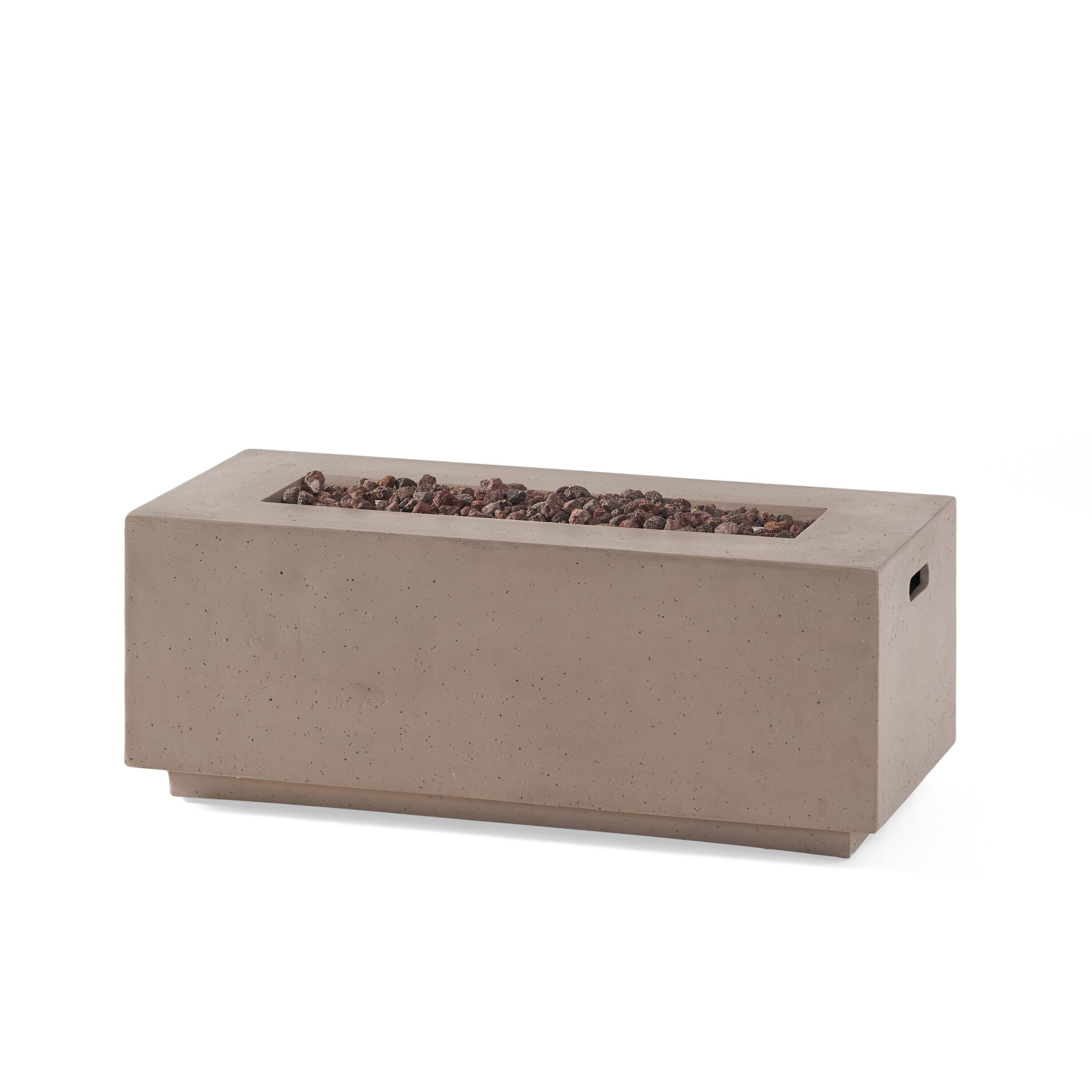 Alt View 5. APRILSOUL - 40 inch Outdoor 40000 BTU Rectangular MgO Concrete Propane Fire Pit Dark Grey - LIGHT GREY.