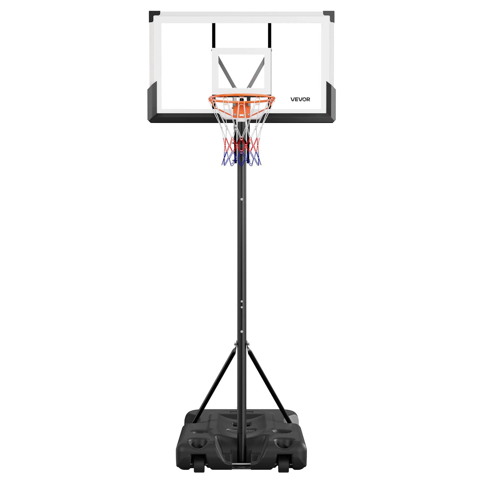 VEVOR - Portable Basketball Stand,10ft Height Adjustment Basketball Hoop & Goal,Portable Basketballs Hoop with 54in PC Backboard - Black