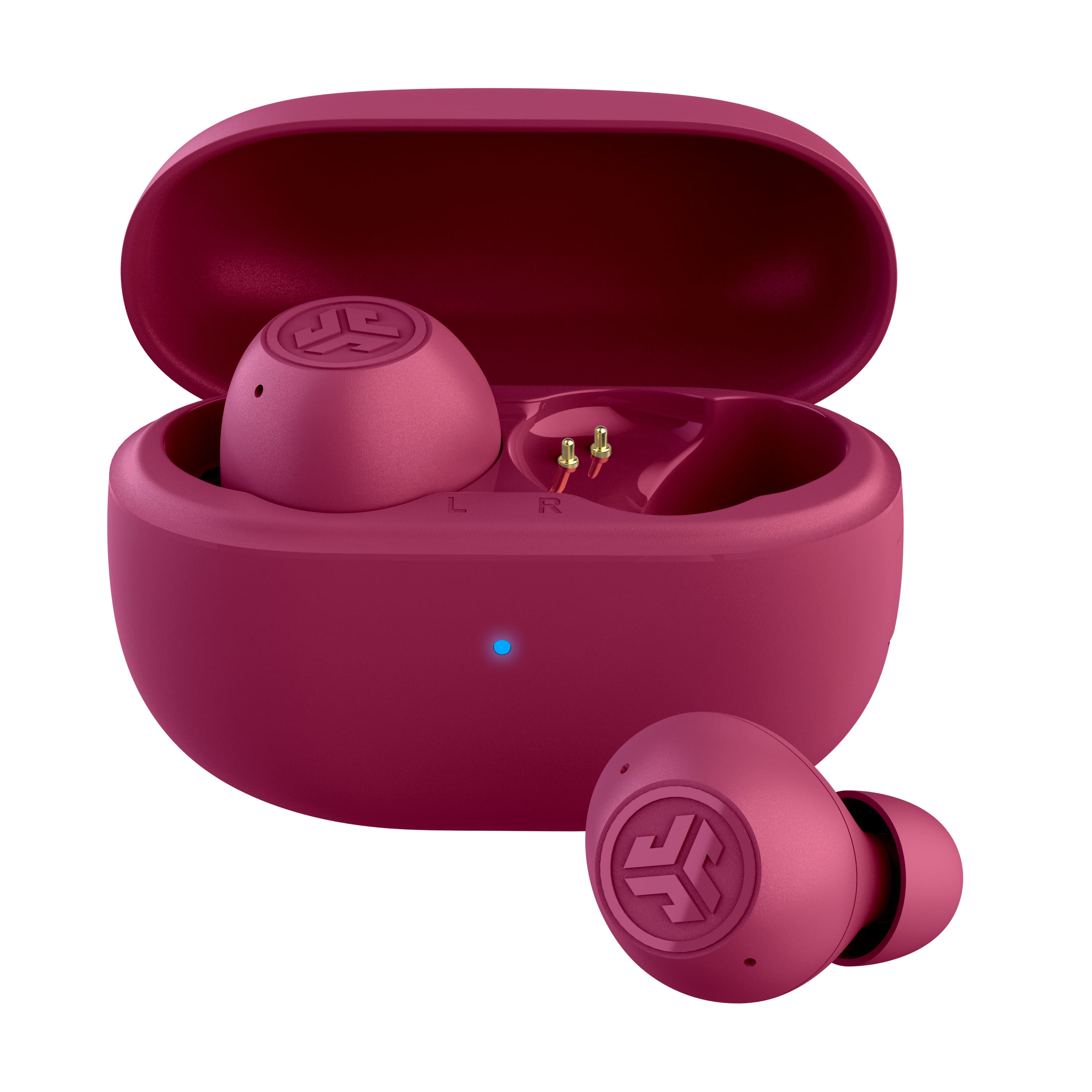 Front. JLab - Go Pop ANC True Wireless Earbuds - Fuchsia.