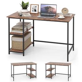 Gymax - Computer Desk 48 inch Home Office Desk w/ Reversible & Adjustable Storage Shelf - Rustic Brown