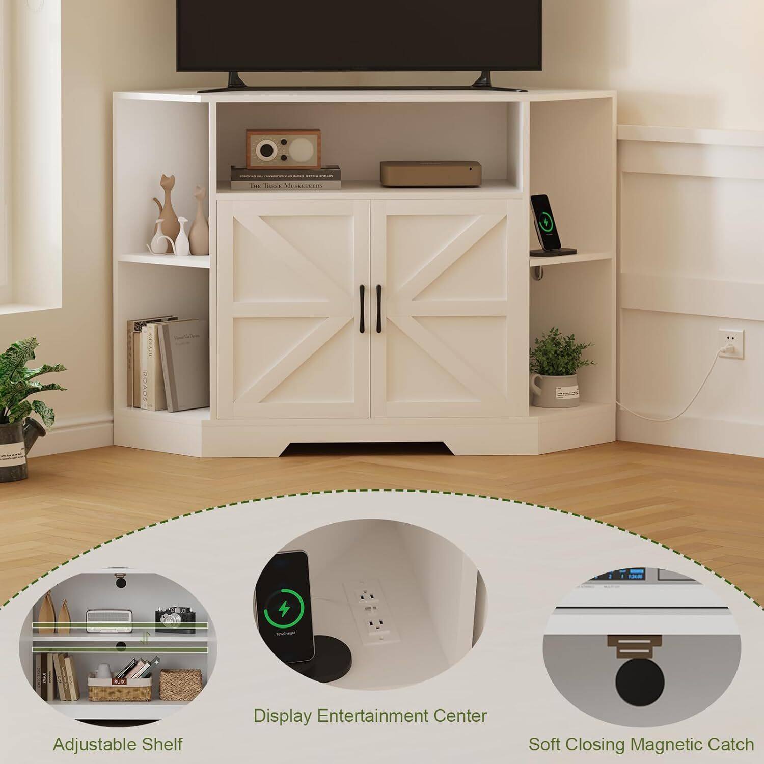 - Adjustable Shelf
- Display Entertainment Center
- Soft Closing Magnetic Catch