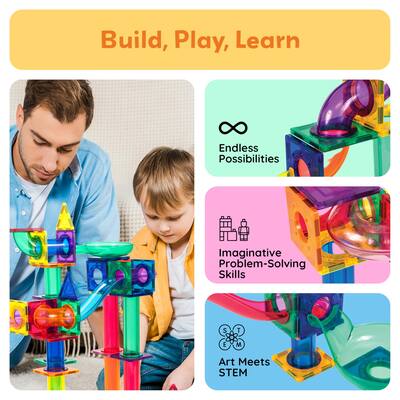 PicassoTiles Lot 100 Pièces Magnétiques 3D – Blocs Construction STEM Éducatifs Enfants 3 Ans+, Créativité Sans Limite