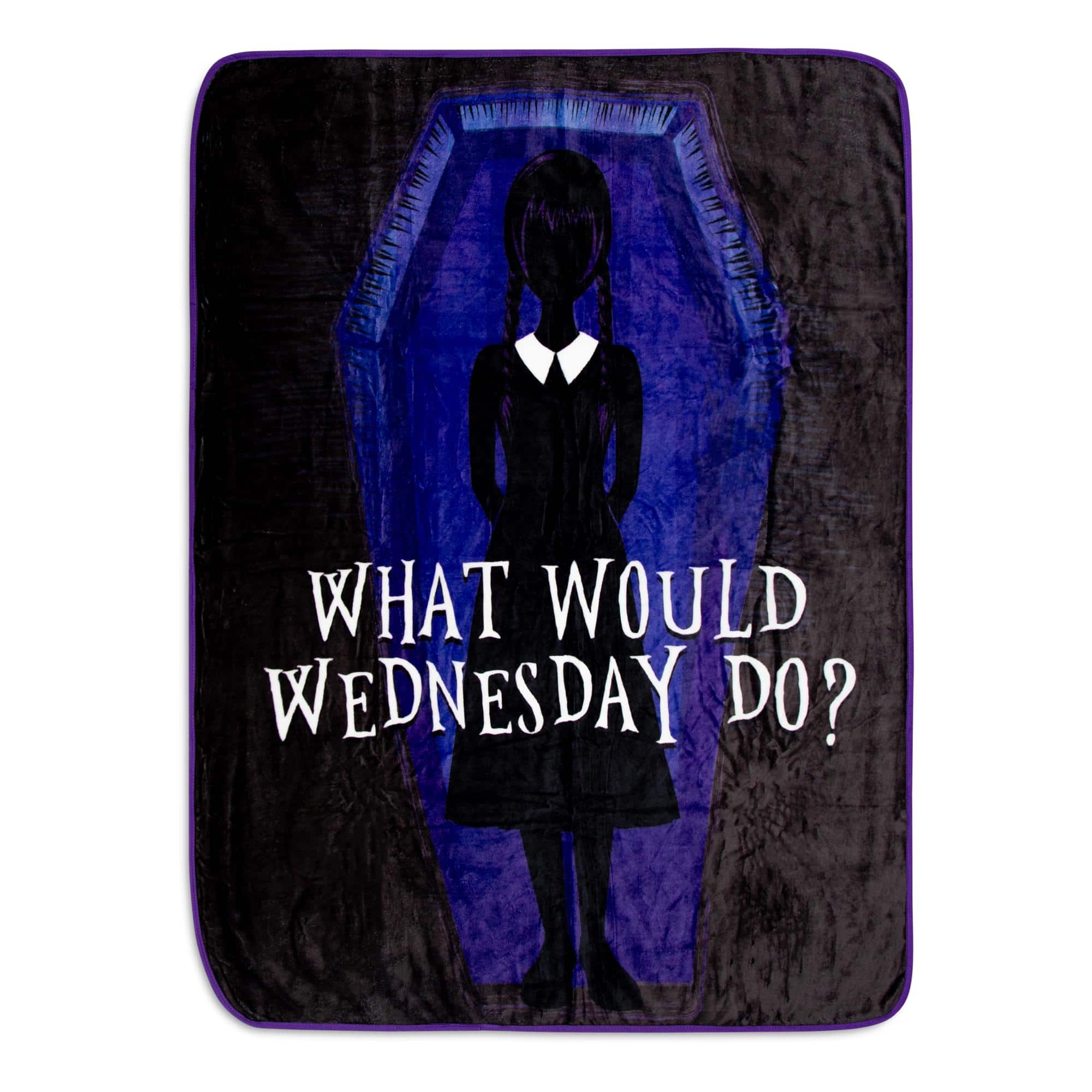 "Silver Buffalo - Addams Family Wednesday ""What Would Wednesday Do?"" Raschel Throw Blanket | 45 x 60 Inches - Purple" price history on PriceWatchPro