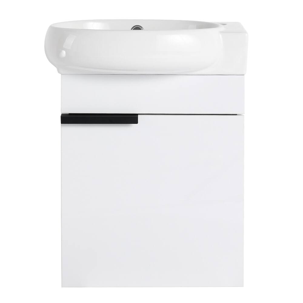Alt View 8. Loheer - Loheer 16 inch bathroom vanity with sink Gloss White Plywood - Gloss White.