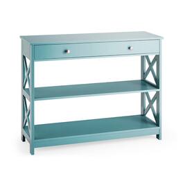 Kadyn - Console Table 3-Tier with Drawer and Storage Shelves-Turquoise, Narrow Console Table, Entryway Hall Table with Shelves - Blue