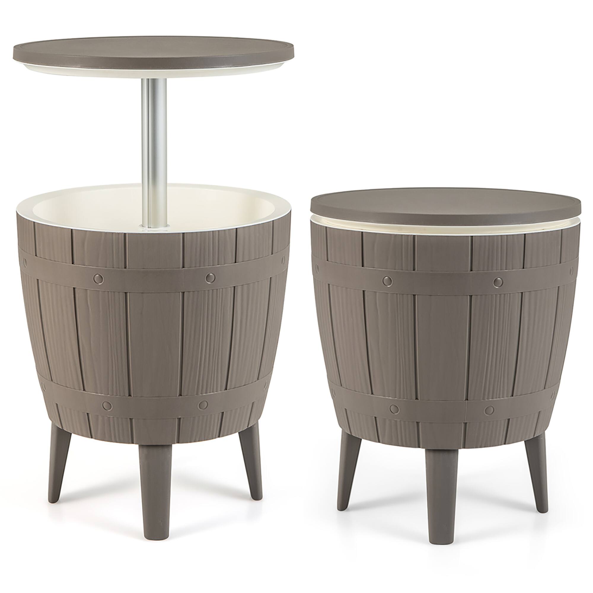 Alt View 9. Gymax - Gymax 10 Gallon Cooler Bar Table w/ Telescopic Tabletop 3-in-1 Coffee Table Ice Bucket - Brown, White.