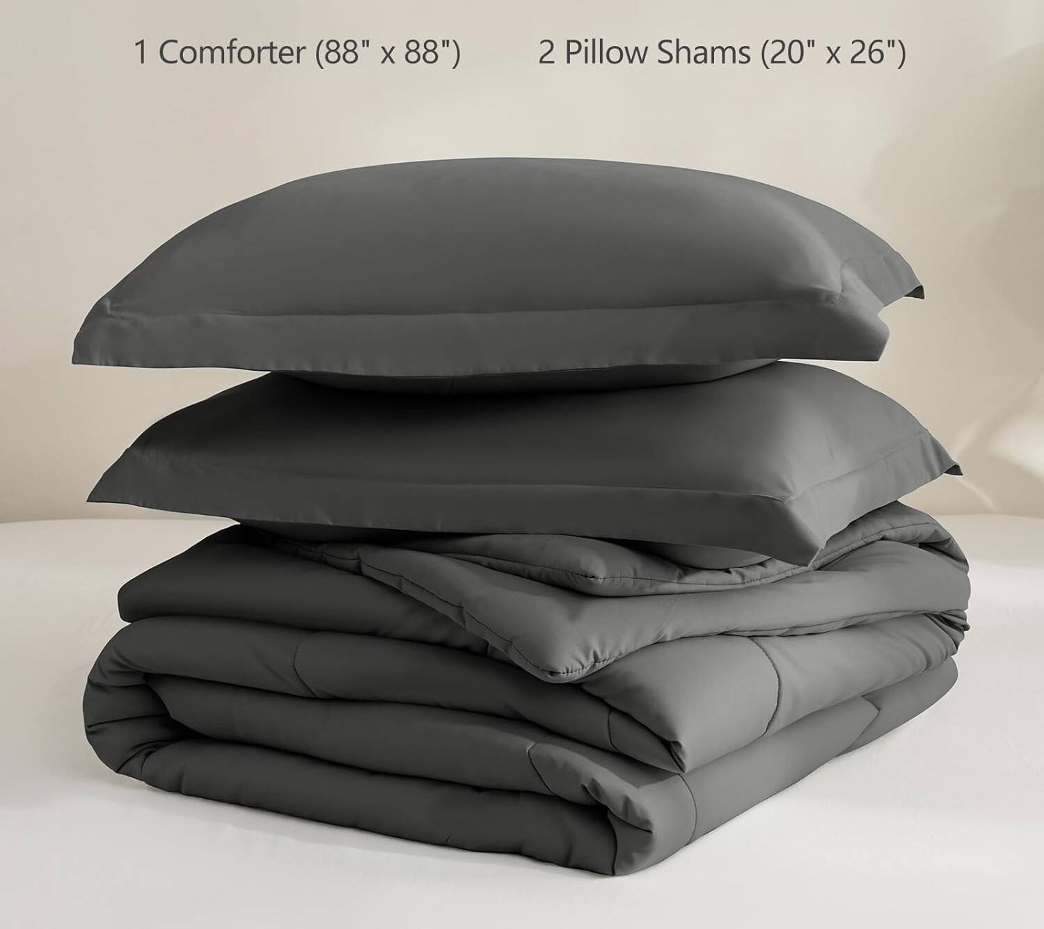 1 Comforter (88" x 88")  
2 Pillow Shams (20" x 26")
