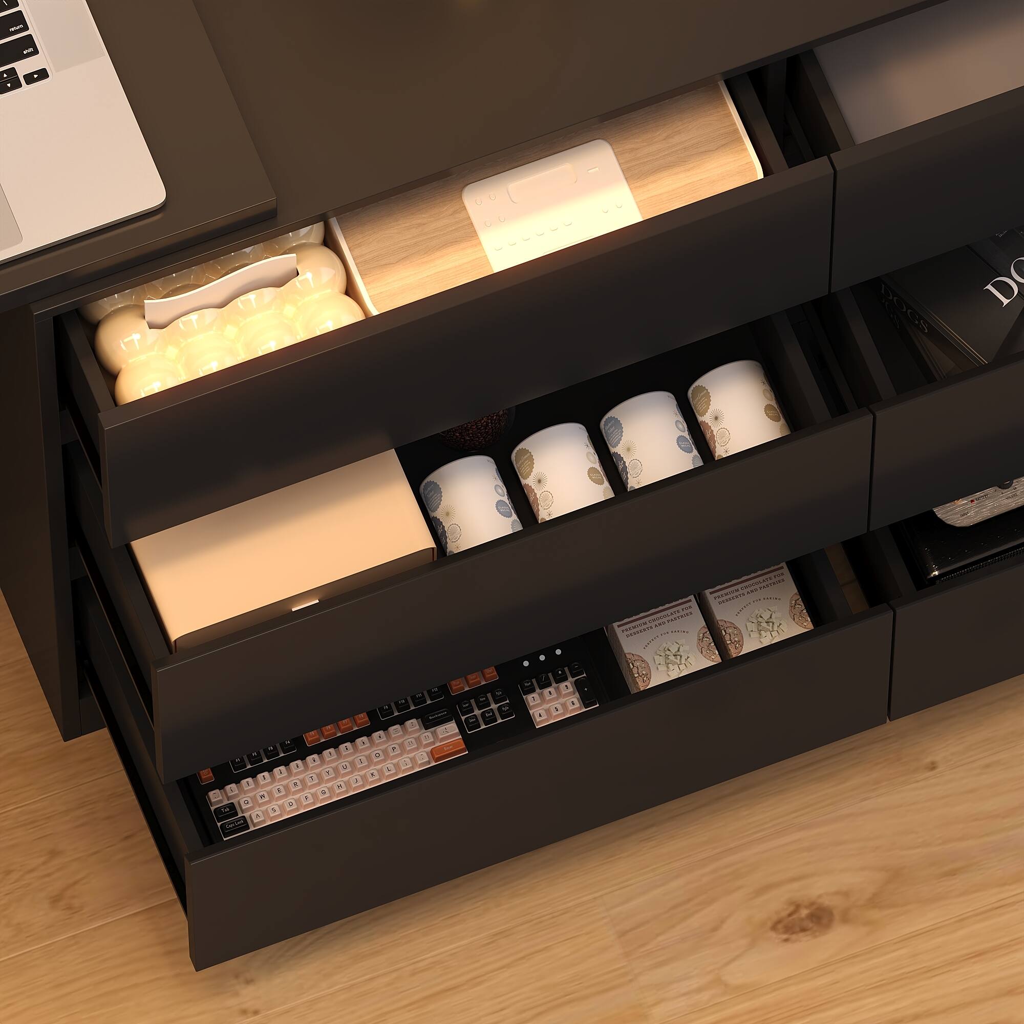 Alt View 1. FUFU & GAGA - FUFU&GAGA 6 - Drawer Transformative Dresser Storage Unit Redefine Your Space - Black.