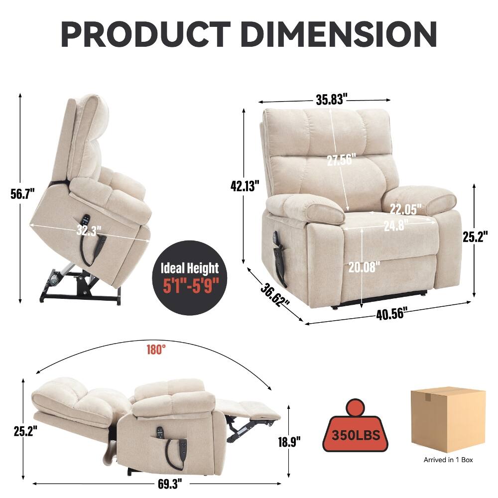 PRODUCT DIMENSION

- 35.83"
- 56.7"
- 32.3"
- 42.13"
- 27.56"
- 22.05"
- 24.8"
- 25.2"
- Ideal Height 51"-5'9"
- 36.62"
- 20.08"
- 40.56"
- 180
- 25.2"
- 18.9"
- 350LBS
- Arrived in 1 Box
- 69.3"