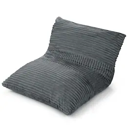 Costway - 3-in-1 Bean Bag Chair with Soft Crushed Sponge Comfy Corduroy Fabric Zippered Cover - Gray