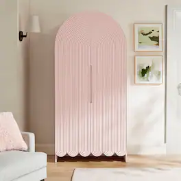 Dahlia 78 Inch Fluted and Scalloped Arched Storage Cabinet by Modway - Soft Pink