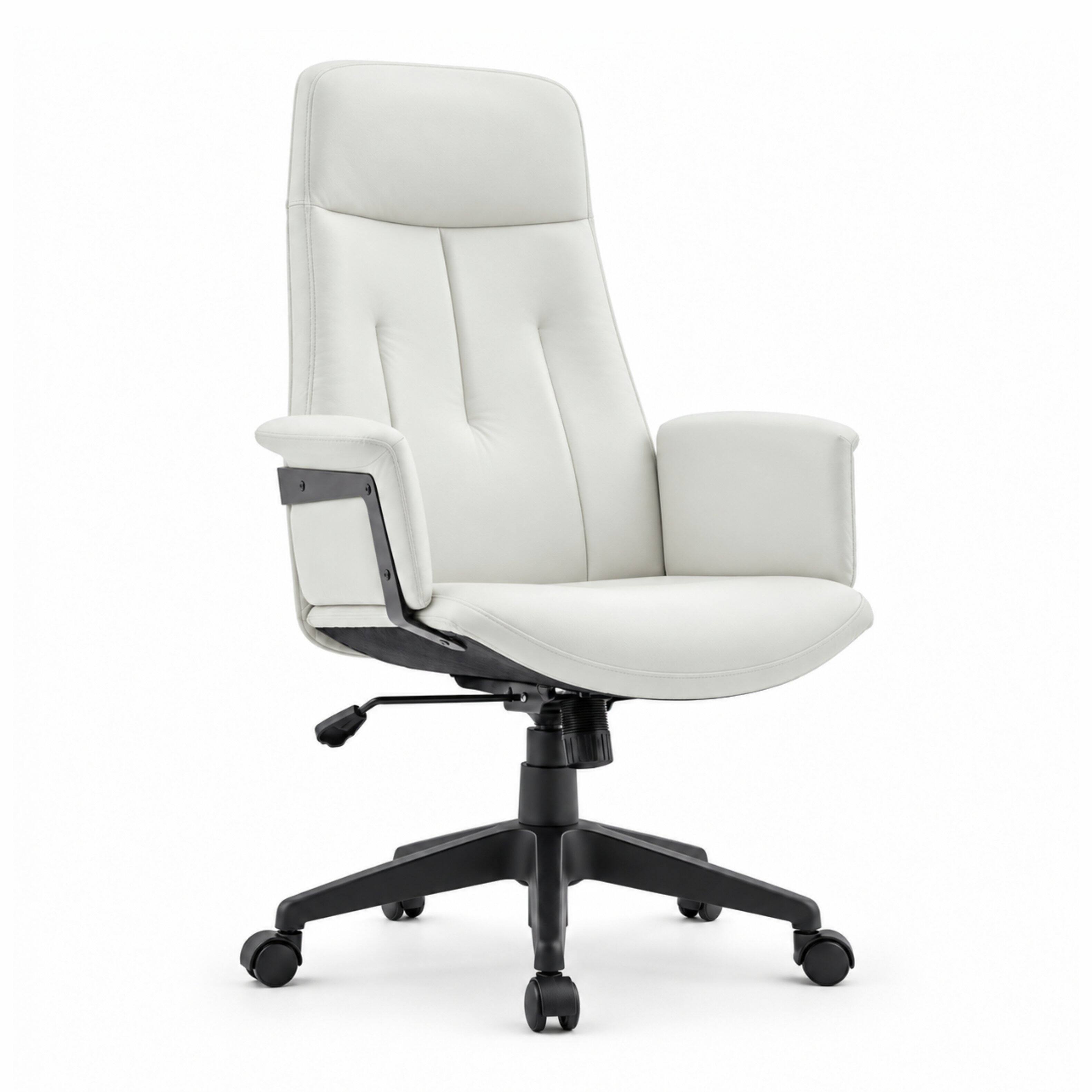 Front. LeisureMod - Inifini Ergonomic High Back Office Chair, Lumbar Support, Foam Cushion, Iron Frame, Computer Desk Chair for Home Office - White.