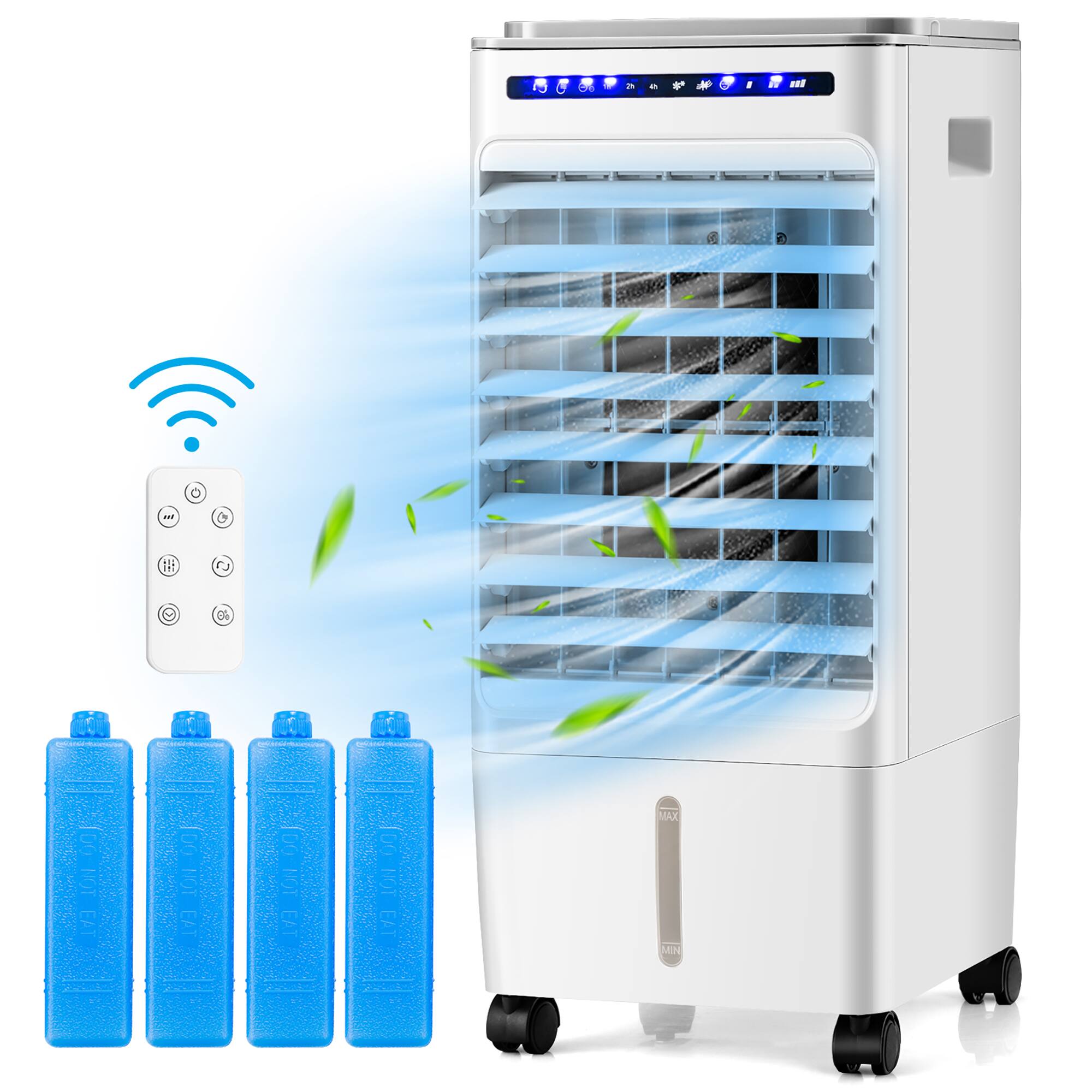 Costway - 3-in-1 Evaporative Air Cooler Portable Air Cooling Fan w/ Fan & Humidifier - White
