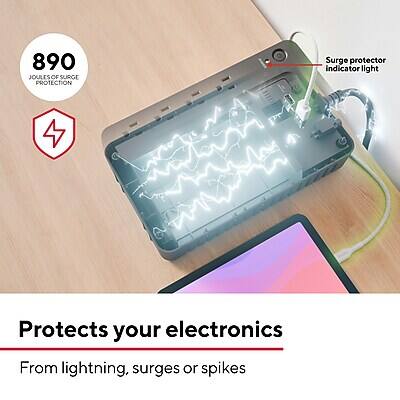890 Joules of Surge Protection

Surge protector indicator light

Protects your electronics from lightning, surges, or spikes