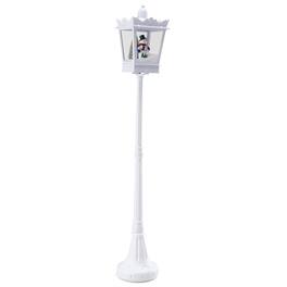Gymax - 8 ft Christmas Streetlight w/ Warm LED Lights Snowy Effects Santa Scene - White