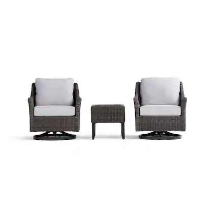 Front. Yardbird® - Harriet Conversation Set with Swivel Glider Chairs - Silver.