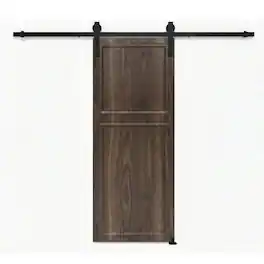 Boyel Living - Sliding Barn Door 24-in L x 1.5-in W x 96-in H with Matching Installation Hardware - Antique brown