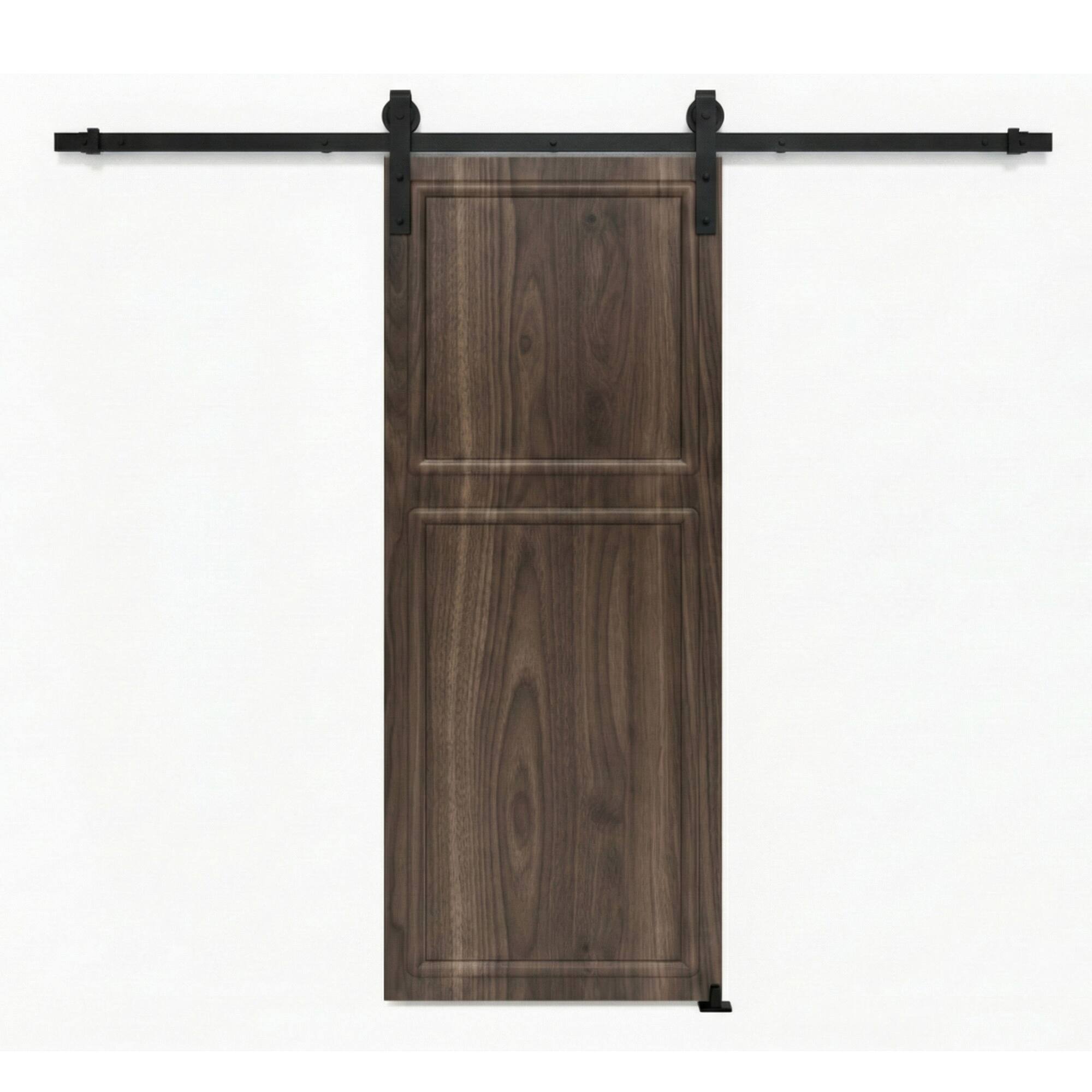 Front. Boyel Living - Antique brown Sliding Barn Door 15-in L x 1.5-in W x 80-in H with Complete Sliding Track Hardware Kit - Antique brown.