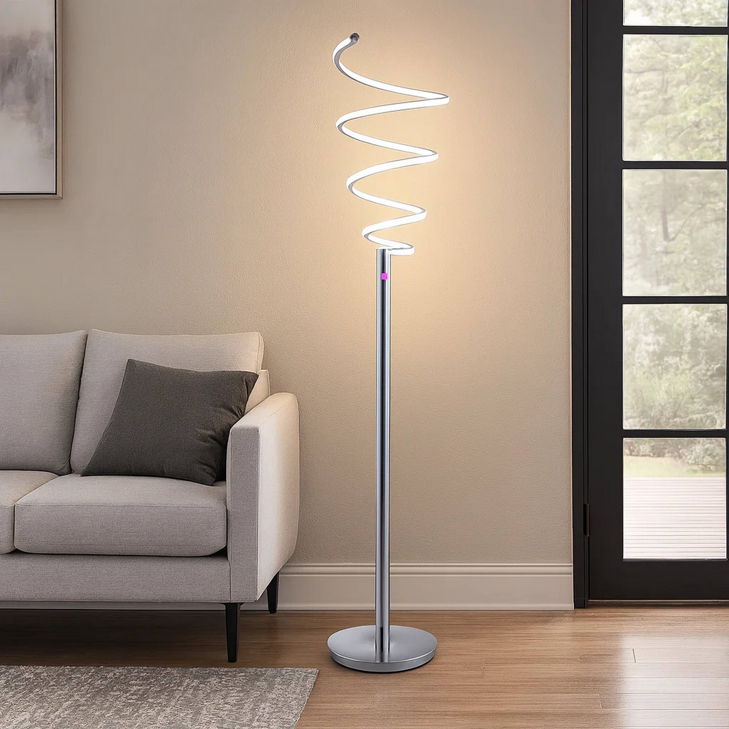 Alt View 3. Manhattan Lane - Sun 58 Inch Floor Lamp, Accent Twisted Modern Design, LED Chrome Base.