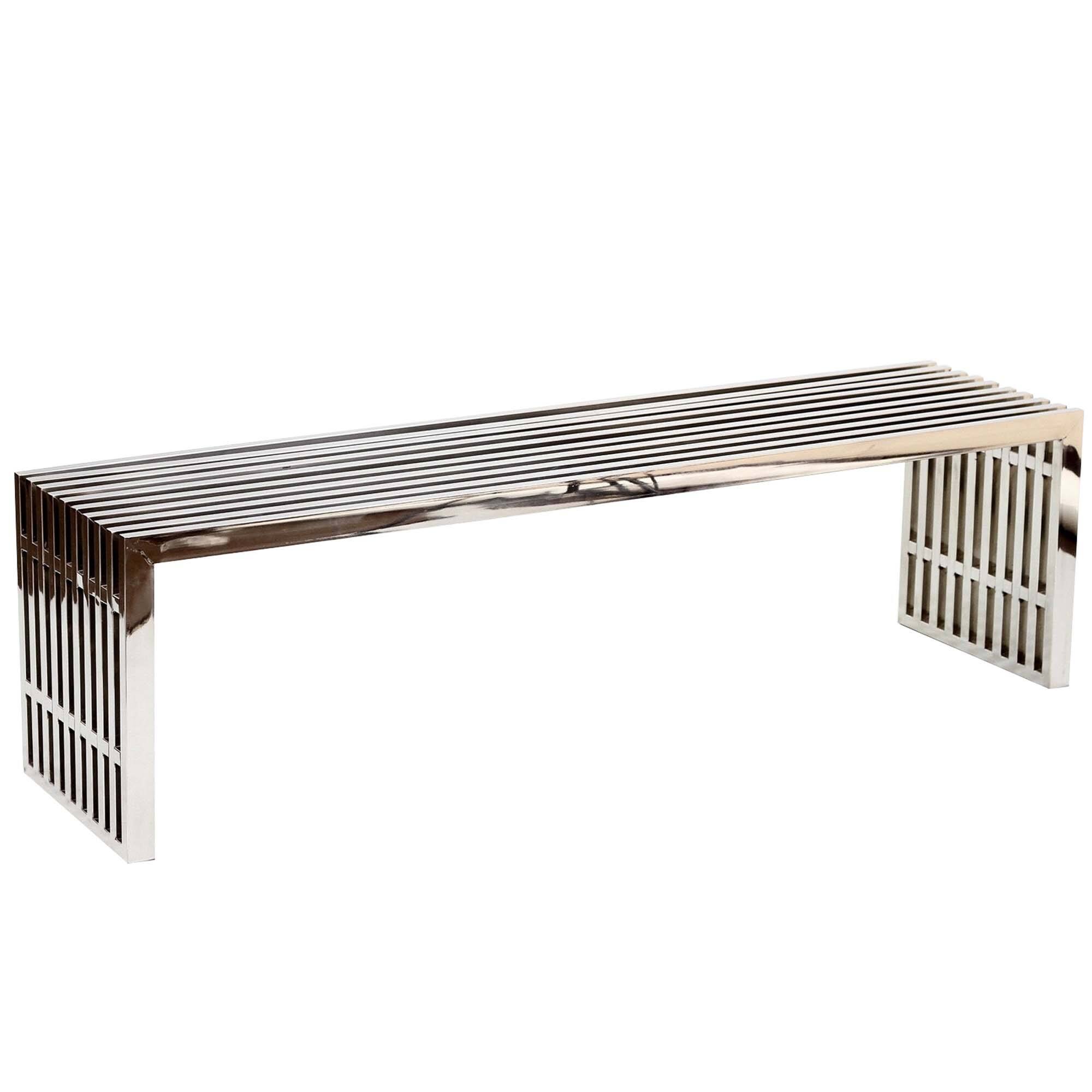 Angle. Modway - Gridiron Benches Set of 2 by Modway - Silver.
