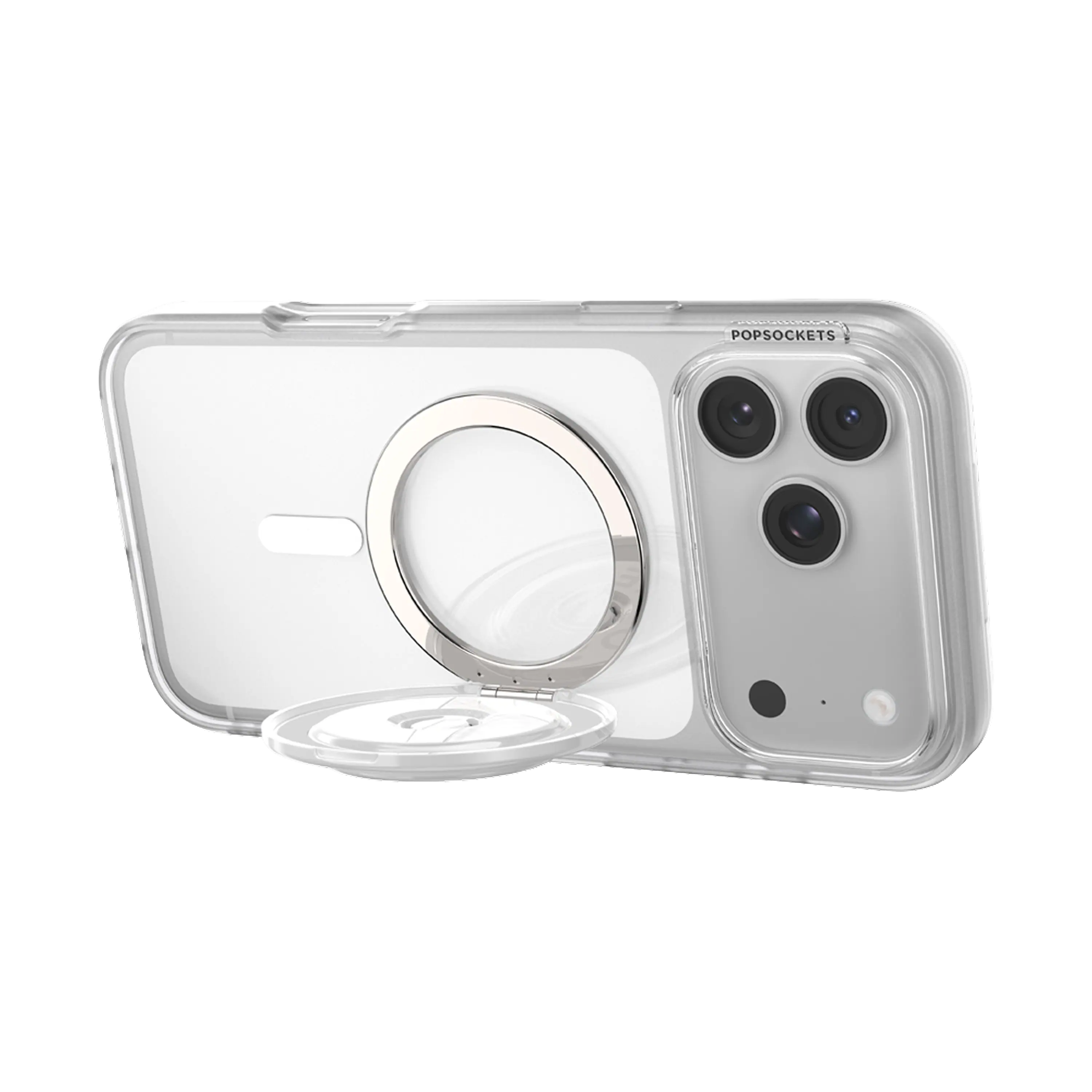 Alt View 3. PopSockets - MagSafe Kick-Out Universal Magnetic Grip & Stand with Adapter Ring for Cell Phones - Glossy White.