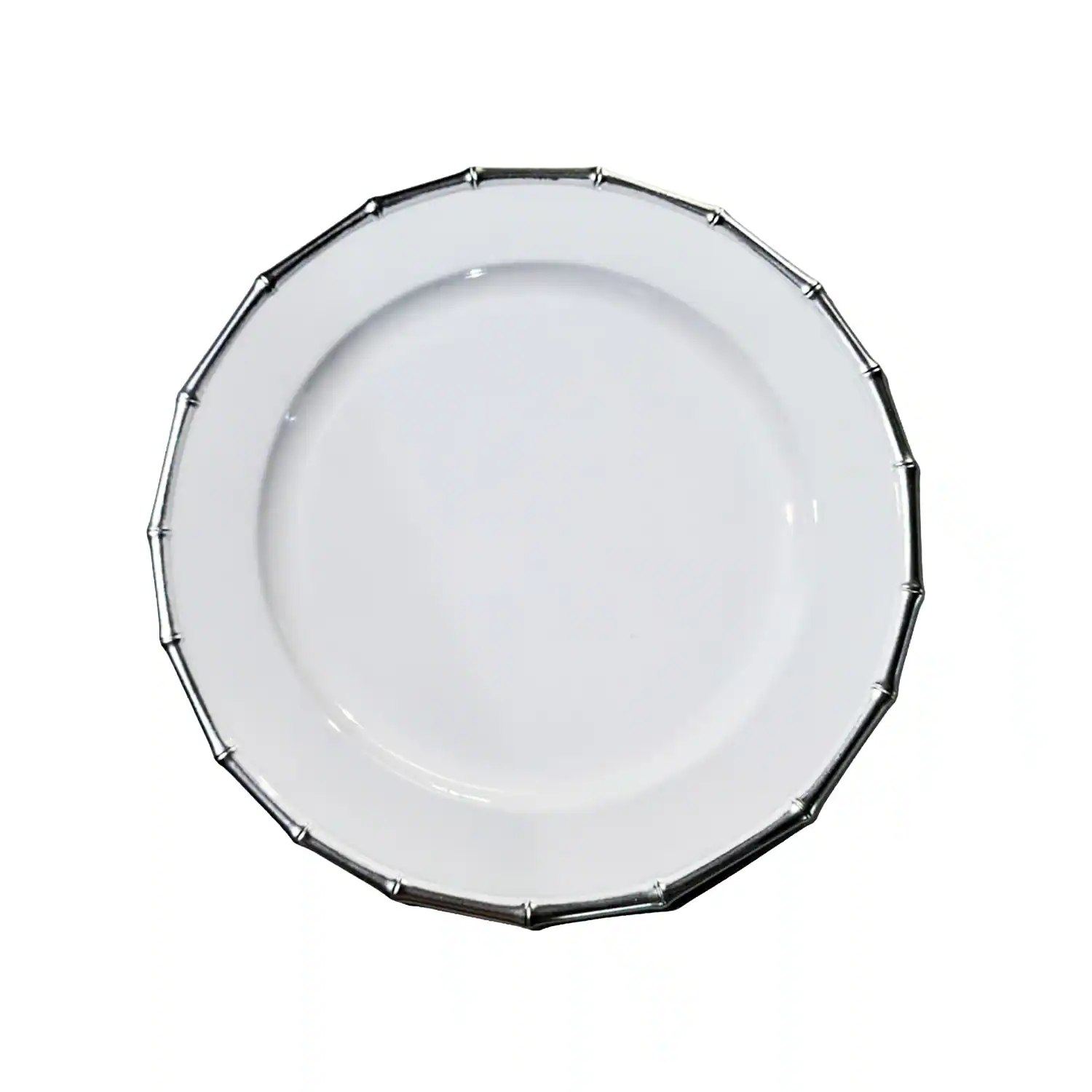 Front. American Atelier - Bamboo White & Silver Plated Set of 4 Charger Plates 13"D - Silver.