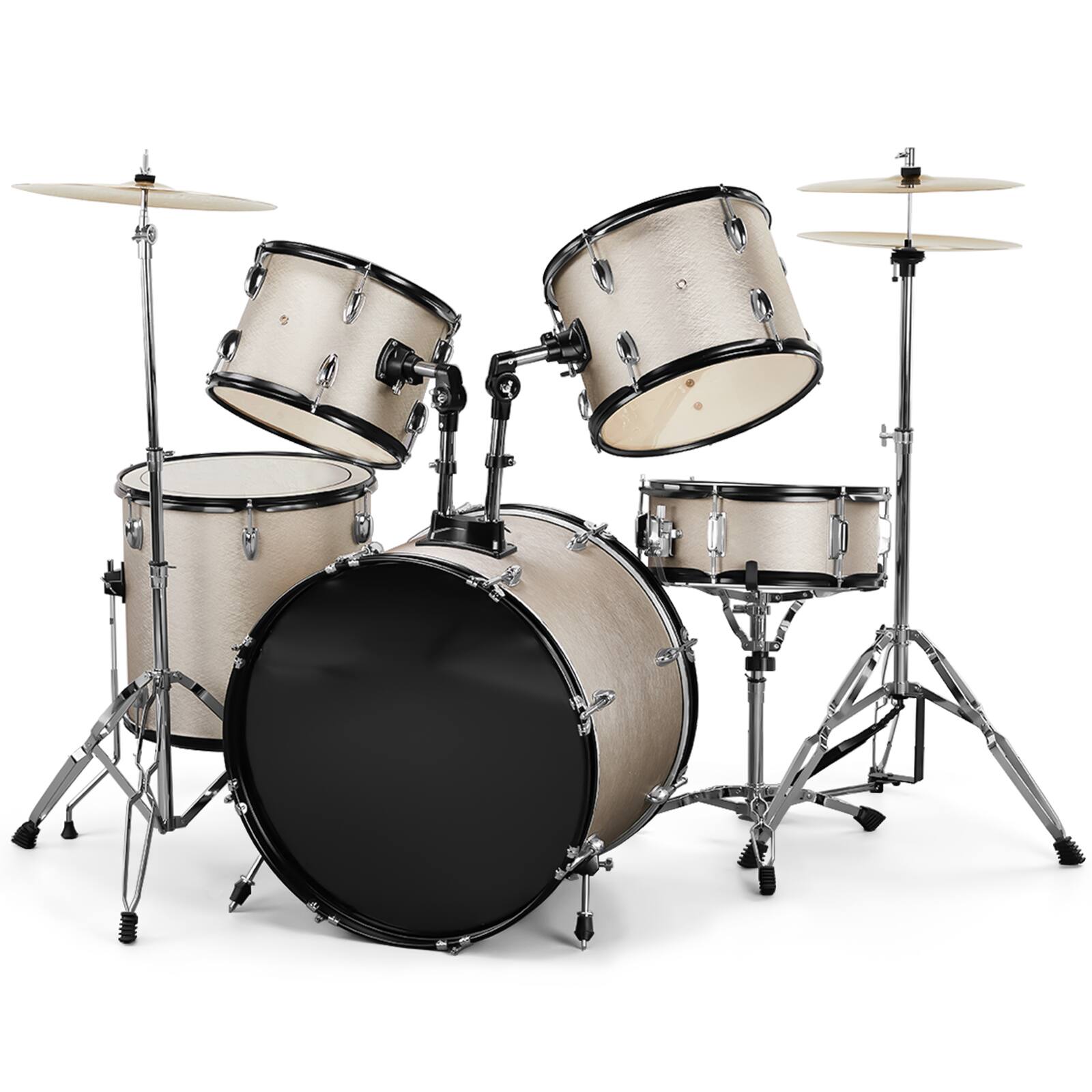 Front. Winado - 5-Piece Complete Full Size Pro Adult Drum Set Kit with Genuine Remo Heads.