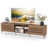 Gymax - TV Stand w/ 2 Doors Storage Cabinets & Open Compartments for TVs up to 80'' - Brown
