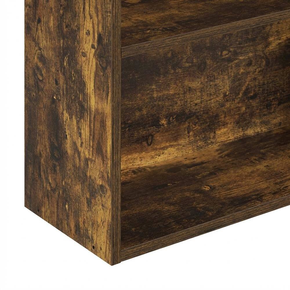 Alt View 2. FurniFact - Wood Bookcase in Brown with Spacious Shelving for Organization - Amber Pine.