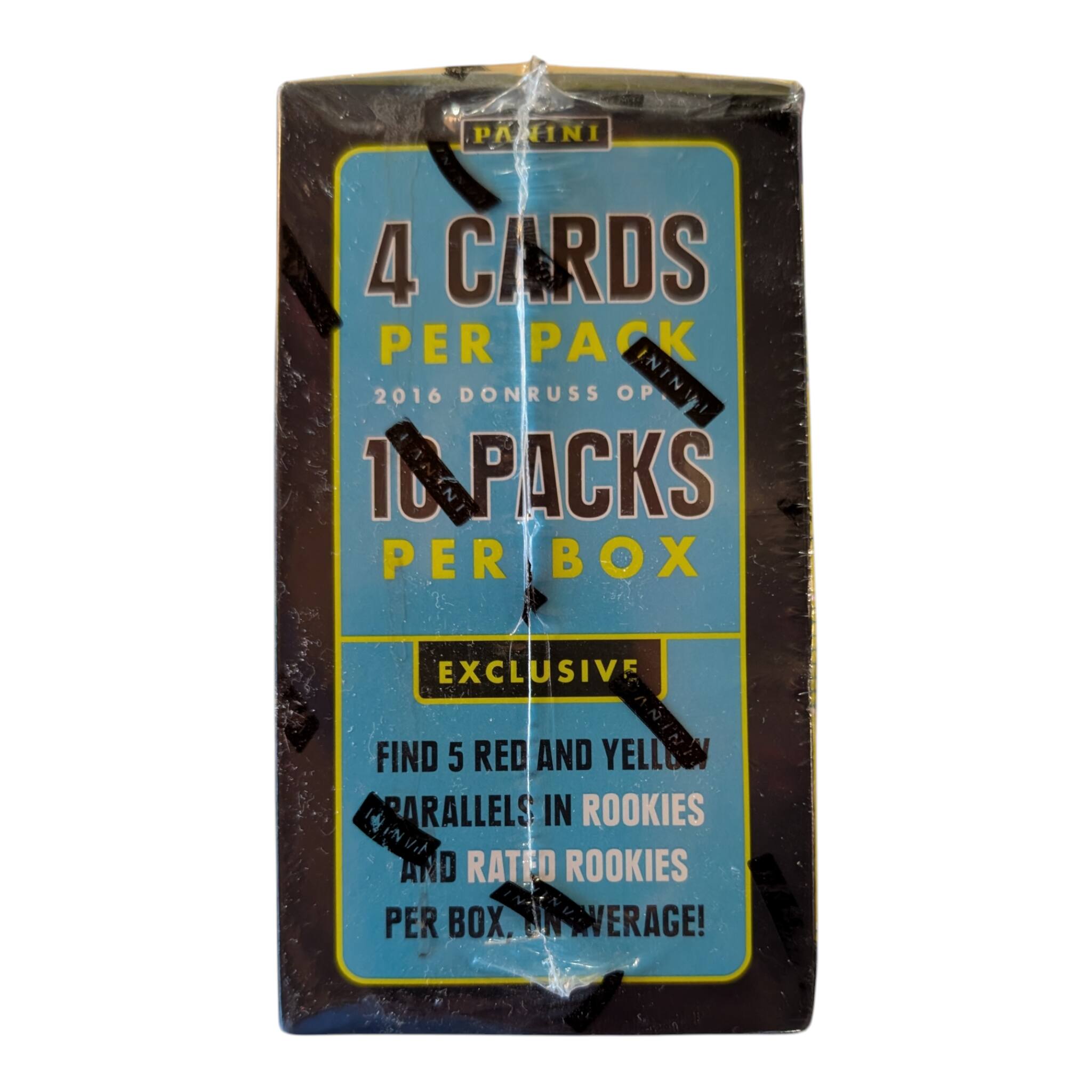 PA INI  
4 CARDS PER PACK  
2016 DONRUSS OP INI  
10 PACKS PER BOX  
EXCLUSIVE  
FIND 5 RED AND YELLOW PARALLELS IN ROOKIES AND RATED ROOKIES PER BOX.  
UN AVERAGE!