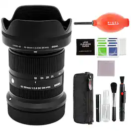 Sigma - 18-50mm f/2.8 DC DN Contemporary Lens for RF Mount w/ Advanced Accessory & Travel Bundle | 18-50mm Canon Lens - Black