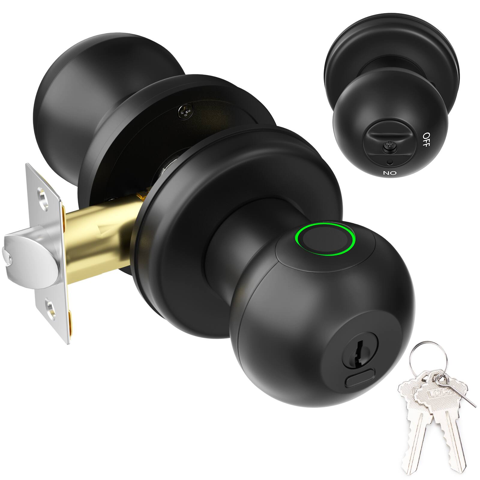 Alt View 9. Fitnate - Rechargeable Fingerprint Smart Door Lock with Key - Black.
