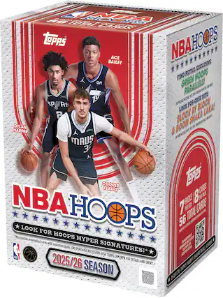 2 T 56 : FAC - TOTL HAAO A ~ G HR - -- E - CARDS
TPPS NBAHOOPS ACE BAILEY EXCLUSIVE RETAIL HOOPS FIND LVT GREEN PARALLELS!
R E UERISA 3 LER ASTUM HITS 19 ARBEEESA S CASE SP N
FOR BLOCK Rs LOOK BY LAKA! U on ? BLOCK SHAKA EAUA
BOOM F DYLAN IS UR HARPER chime & NE AR KE MADS 3 on COOPER
FLAGG CAROS FAC PACKS 8 FE NBAHOOPS 1 PER BOX CARDS TOIAL
20 56 APNAL
LOOK FOR "May contain HOOPS PRAVT K redemption cards with HYPER F I CARDS expiration dates. SIGNATURES! KA O NETLONAS (NO PURCHASE K DNIESTERE NECESSARY VISIT 0 BASKETRALL .OUND TOPPS COM/NPN FRUREIETES 2025/26 FOR DETAILS AND ENTRY.) HODPS SEASON TOPPS 2025/26
---
**NBA HOOPS**
2025/26