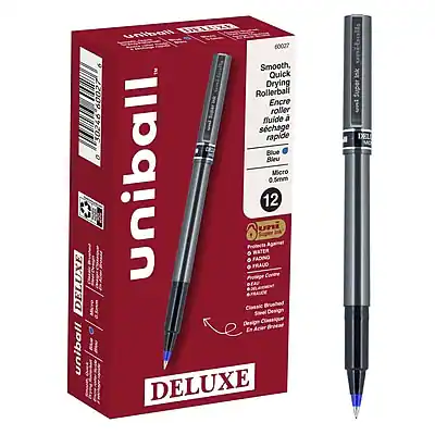 DELUXE uniball 2009 30246 C uniball DXIEA 60027 Smooth, Quick Drying Rollerball Encre roulante fluide, séchage rapide Blue Bleu Micro uniball 6 FADING FRAUO WATER uni 12 Contre 0.5mm DEAU Design Devign E DELUXE Ink Super DELUXE