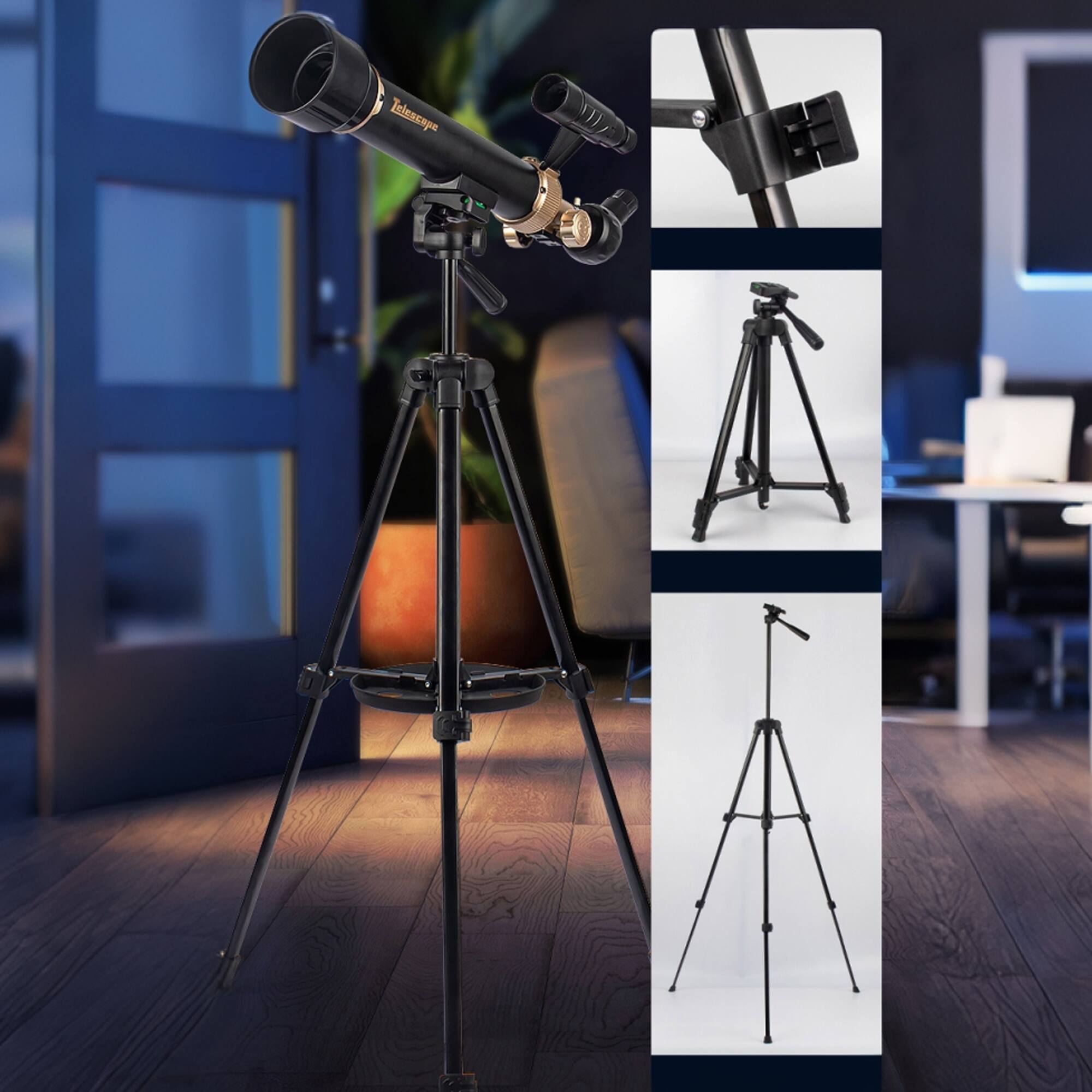 Alt View 4. Universalfun - Universalfun 70mm HD Refractor Telescope for Kids & Beginners with Erect Image Diagonal & Tripod, Ages 8+, Black - Black.